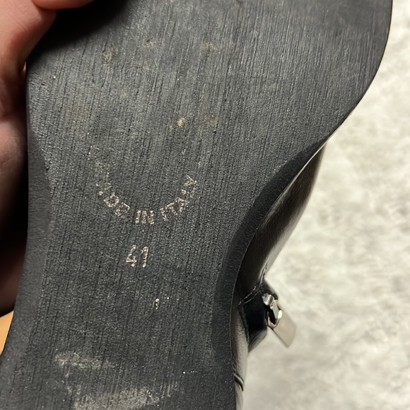 ITALIAN Black Leather Zip-Up Knee High Heel Boot size 8-8.5 - Picture 10 of 10